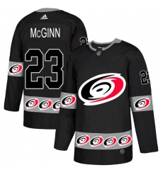 Men's Adidas Carolina Hurricanes #23 Brock McGinn Authentic Black Team Logo Fashion NHL Jersey