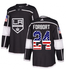 Men's Adidas Los Angeles Kings #24 Derek Forbort Authentic Black USA Flag Fashion NHL Jersey