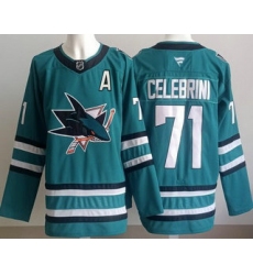 Men's San Jose Sharks #71 Macklin Celebrini Teal Authentic Jersey