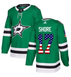Men's Adidas Dallas Stars #17 Devin Shore Authentic Green USA Flag Fashion NHL Jersey