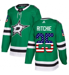 Men's Adidas Dallas Stars #25 Brett Ritchie Authentic Green USA Flag Fashion NHL Jersey