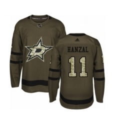 Men's Adidas Dallas Stars #11 Martin Hanzal Authentic Green Salute to Service NHL Jersey