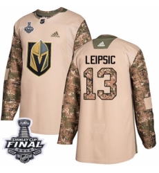 Youth Adidas Vegas Golden Knights #13 Brendan Leipsic Authentic Camo Veterans Day Practice 2018 Stanley Cup Final NHL Jersey