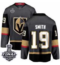 Men's Vegas Golden Knights #19 Reilly Smith Authentic Black Home Fanatics Branded Breakaway 2018 Stanley Cup Final NHL Jersey