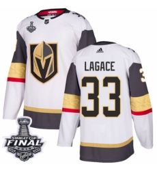 Women's Adidas Vegas Golden Knights #33 Maxime Lagace Authentic White Away 2018 Stanley Cup Final NHL Jersey