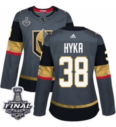 Women's Adidas Vegas Golden Knights #38 Tomas Hyka Authentic Gray Home 2018 Stanley Cup Final NHL Jersey
