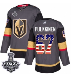 Men's Adidas Vegas Golden Knights #67 Teemu Pulkkinen Authentic Gray USA Flag Fashion 2018 Stanley Cup Final NHL Jersey