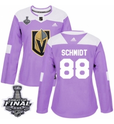 Women's Adidas Vegas Golden Knights #88 Nate Schmidt Authentic Purple Fights Cancer Practice 2018 Stanley Cup Final NHL Jersey
