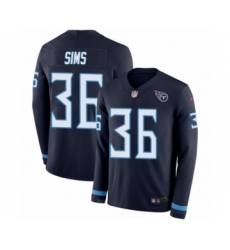 Men's Nike Tennessee Titans #36 LeShaun Sims Limited Navy Blue Therma Long Sleeve NFL Jersey