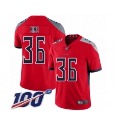 Youth Tennessee Titans #36 LeShaun Sims Limited Red Inverted Legend 100th Season Football Jersey