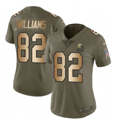 Women's Nike Cleveland Browns #82 Kasen Williams Limited Olive/Gold 2017 Salute to Service NFL Jersey