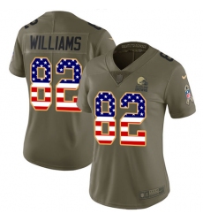 Women's Nike Cleveland Browns #82 Kasen Williams Limited Olive/USA Flag 2017 Salute to Service NFL Jersey