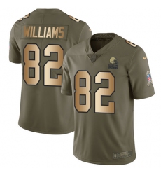 Youth Nike Cleveland Browns #82 Kasen Williams Limited Olive/Gold 2017 Salute to Service NFL Jersey