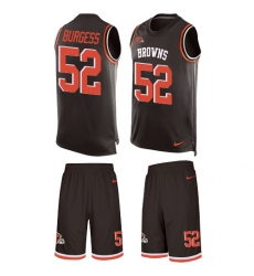 Men's Nike Cleveland Browns #52 James Burgess Limited Brown Tank Top Suit NFL Jersey