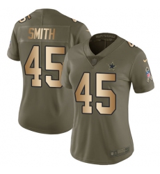 Women's Nike Dallas Cowboys #45 Rod Smith Limited Olive/Gold 2017 Salute to Service NFL Jersey