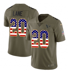 Youth Nike Houston Texans #20 Jeremy Lane Limited Olive/USA Flag 2017 Salute to Service NFL Jersey