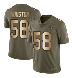 Youth Nike Houston Texans #58 Lamarr Houston Limited Olive/Gold 2017 Salute to Service NFL Jersey