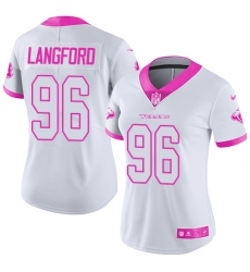 Women's Nike Houston Texans #96 Kendall Langford Limited White/Pink Rush Fashion NFL Jersey