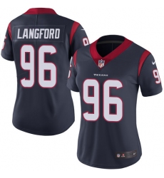 Women's Nike Houston Texans #96 Kendall Langford Navy Blue Team Color Vapor Untouchable Limited Player NFL Jersey