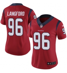 Women's Nike Houston Texans #96 Kendall Langford Red Alternate Vapor Untouchable Elite Player NFL Jersey