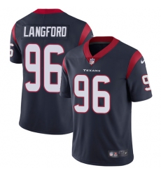 Youth Nike Houston Texans #96 Kendall Langford Navy Blue Team Color Vapor Untouchable Limited Player NFL Jersey