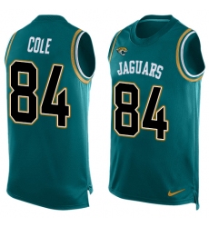 Men's Nike Jacksonville Jaguars #84 Keelan Cole Limited Teal Green Player Name & Number Tank Top NFL Jersey