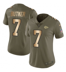 Women's Nike Kansas City Chiefs #7 Harrison Butker Limited Olive/Gold 2017 Salute to Service NFL Jersey