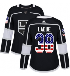 Women's Adidas Los Angeles Kings #38 Paul LaDue Authentic Black USA Flag Fashion NHL Jersey