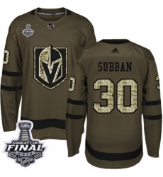 Men's Adidas Vegas Golden Knights #30 Malcolm Subban Authentic Green Salute to Service 2018 Stanley Cup Final NHL Jersey