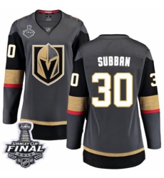 Women's Vegas Golden Knights #30 Malcolm Subban Authentic Black Home Fanatics Branded Breakaway 2018 Stanley Cup Final NHL Jersey