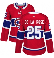 Women's Adidas Montreal Canadiens #25 Jacob de la Rose Authentic Red Home NHL Jersey