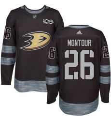 Men's Adidas Anaheim Ducks #26 Brandon Montour Premier Black 1917-2017 100th Anniversary NHL Jersey