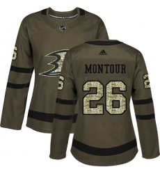Women's Adidas Anaheim Ducks #26 Brandon Montour Authentic Green Salute to Service NHL Jersey