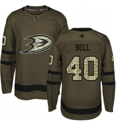 Men's Adidas Anaheim Ducks #40 Jared Boll Premier Green Salute to Service NHL Jersey