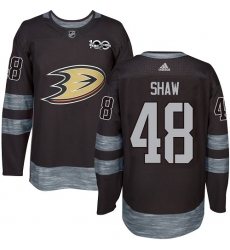 Men's Adidas Anaheim Ducks #48 Logan Shaw Authentic Black 1917-2017 100th Anniversary NHL Jersey