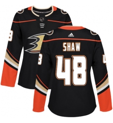 Women's Adidas Anaheim Ducks #48 Logan Shaw Premier Black Home NHL Jersey