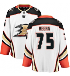 Men's Anaheim Ducks #75 Jaycob Megna Fanatics Branded White Away Breakaway NHL Jersey