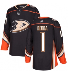 Men's Adidas Anaheim Ducks #1 Reto Berra Premier Black Home NHL Jersey