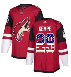 Men's Adidas Arizona Coyotes #29 Mario Kempe Authentic Red USA Flag Fashion NHL Jersey