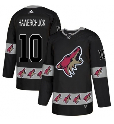 Men's Adidas Arizona Coyotes #10 Dale Hawerchuck Authentic Black Team Logo Fashion NHL Jersey