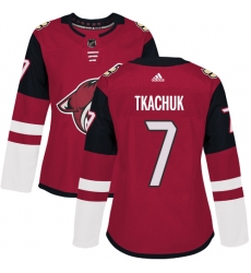 Women's Adidas Arizona Coyotes #7 Keith Tkachuk Authentic Burgundy Red Home NHL Jersey