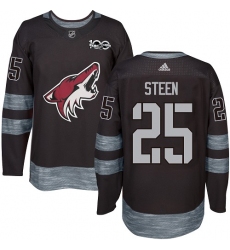 Men's Adidas Arizona Coyotes #25 Thomas Steen Authentic Black 1917-2017 100th Anniversary NHL Jersey