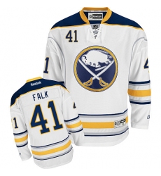 Women's Reebok Buffalo Sabres #41 Justin Falk Authentic White Away NHL Jersey