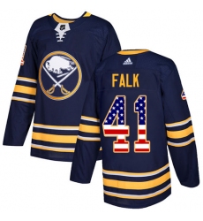 Youth Adidas Buffalo Sabres #41 Justin Falk Authentic Navy Blue USA Flag Fashion NHL Jersey