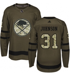 Men's Adidas Buffalo Sabres #31 Chad Johnson Premier Green Salute to Service NHL Jersey