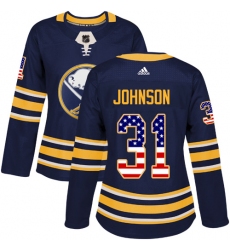 Women's Adidas Buffalo Sabres #31 Chad Johnson Authentic Navy Blue USA Flag Fashion NHL Jersey