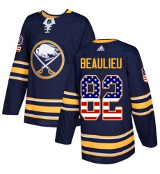 Youth Adidas Buffalo Sabres #82 Nathan Beaulieu Authentic Navy Blue USA Flag Fashion NHL Jersey