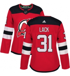 Women's Adidas New Jersey Devils #31 Eddie Lack Authentic Red Home NHL Jersey