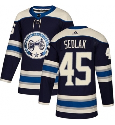 Youth Adidas Columbus Blue Jackets #45 Lukas Sedlak Authentic Navy Blue Alternate NHL Jersey