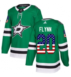 Men's Adidas Dallas Stars #20 Brian Flynn Authentic Green USA Flag Fashion NHL Jersey